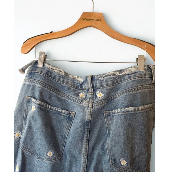 Mica Daisy Embroidered Wide Leg Jeans High Rise Denim Pants Size 32 - Picture 5 of 8